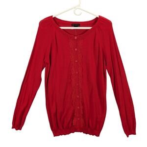 Metaphor Cardigan Sweater Womens Large Red Missy Lace Light Button Front Sears